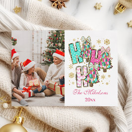 Cartão De Festividades Foto Caprichosa Ho Ho Ho Natal Família