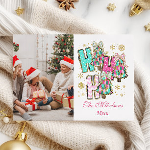 Cartão De Festividades Foto Caprichosa Ho Ho Ho Natal Família 