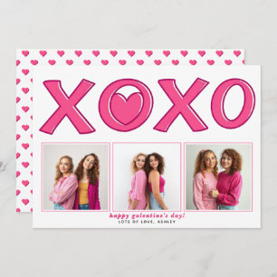 Cartão De Festividades Foto cardíaca do dia XOXO Galentines, cor-de-rosa