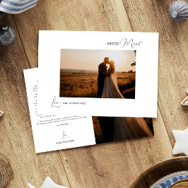 Cartão De Festividades Foto casada de Feliz de Natal simples branca