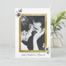 Foto casada de Natal Dourada Elegante