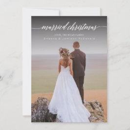 Cartão De Festividades Foto casada de Natal recém-casada | Branco