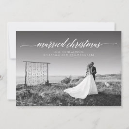Cartão De Festividades Foto casada de Natal recém-casada | Branco