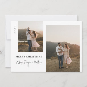 Cartão De Festividades Foto Clássico Feliz Natal Pontos Branco Antigo