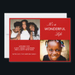 Cartão De Festividades Foto Collage Bright Red Sparkle Modern<br><div class="desc">Colagem de fotos É um Cartão de Férias de Natal Maravilhoso com um bonito design de brilho vermelho no verso.</div>