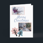 Cartão De Festividades Foto Collage Modern Merry Christmas Family<br><div class="desc">Cartão de colagem de fotos de feriado moderno com duas fotos. Adicione duas das suas fotos de feriado da família favorita ao cartão. O feliz texto de Natal está na moda e num roteiro moderno sobre fundo branco. Árvores simples e bonitas em forma de cortadores de biscoitos - estrela e...</div>