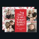 Cartão De Festividades Foto Collage Thrill Of Hope Photo Christmas Red<br><div class="desc">Este Cartões de foto de Natal apresenta uma tipografia moderna sobre um fundo vermelho brilhante - quatro modelos de fotos!</div>