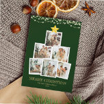 Cartão De Festividades Foto Collage Tree Green String Luzes Natal<br><div class="desc">A Corda Verde da Árvore de Colagem de Fotografias acende o Cartão de Férias de Natal.</div>