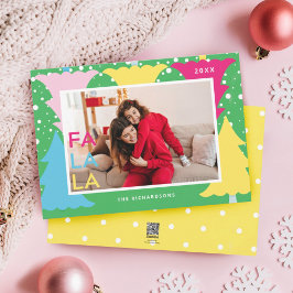 Cartão De Festividades Foto Colorida de Árvore de Natal FA LA Neon