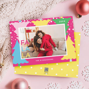 Cartão De Festividades Foto Colorida de Árvore de Natal FA LA Neon