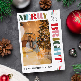 Cartão De Festividades Foto Colorida de Natal Alegre e Brilhante com Esti