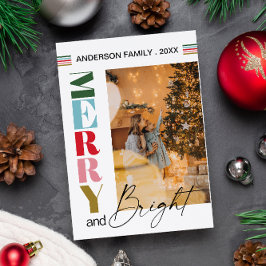 Cartão De Festividades Foto colorida de Natal alegre e brilhante retrô