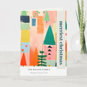 Cartão De Festividades Foto Colorida de Paisagem de Natal com Abstrato