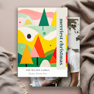 Cartão De Festividades Foto Colorida de Paisagem de Natal com Abstrato