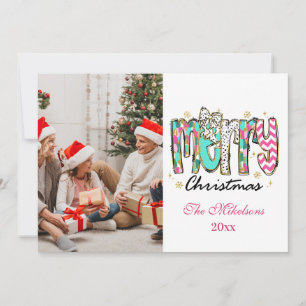 Cartão De Festividades Foto Colorida Retro Feliz Natal