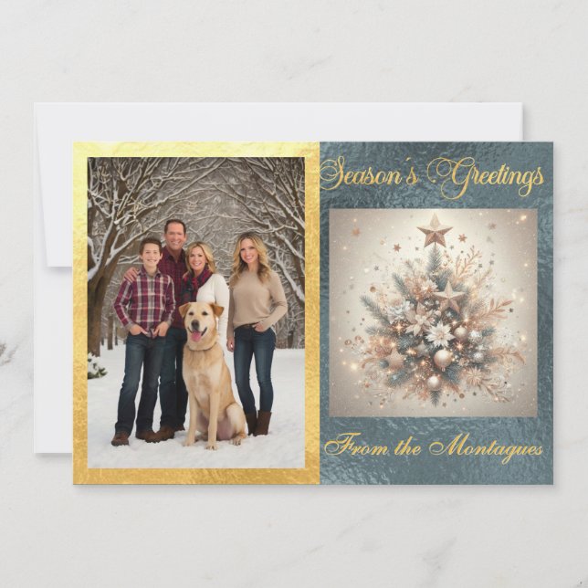 Cartão De Festividades Foto com Design de Natal Pearl (Frente)