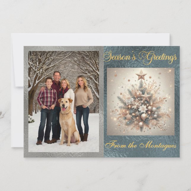 Cartão De Festividades Foto com Design de Natal Pearl (Frente)