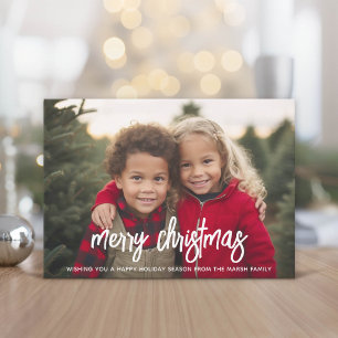 Cartão De Festividades Foto com enorme escrita MERRY - Xadrez de Natal