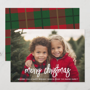 Cartão De Festividades Foto com enorme escrita MERRY - Xadrez de Natal