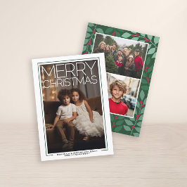 Cartão De Festividades Foto com enorme Feliz Natal - fundo botânico