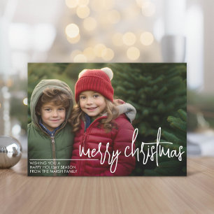 Cartão De Festividades Foto com enorme FELIZ NATAL - Xadrez Verde Vermel