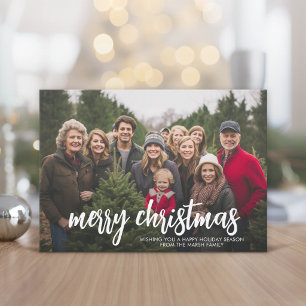 Cartão De Festividades Foto com enorme FELIZ NATAL - Xadrez Verde Vermel