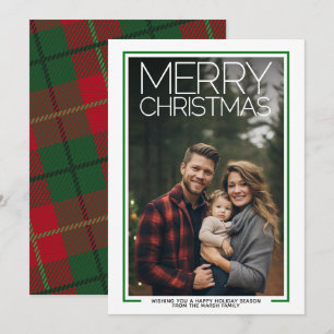 Cartão De Festividades Foto com enorme Plaid Verde Vermelho NATAL FELIZ