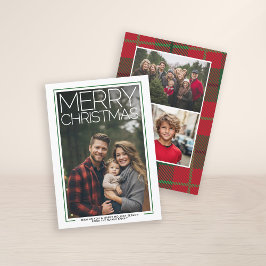 Cartão De Festividades Foto com enorme Xadrez Vermelha verde NATAL MERRY