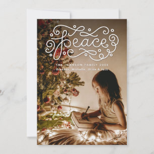 Cartão De Festividades Foto com Letra de Mão da Paz