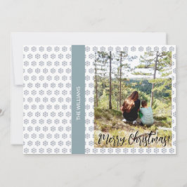 Cartão De Festividades Foto com moldura de Natal Flocos de Neve Branco Az