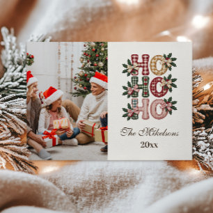 Cartão De Festividades Foto Coquette Gingham Ho Ho Ho Natal