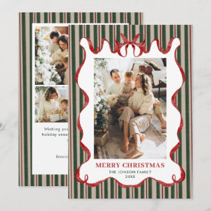 Cartão De Festividades Foto Coquette Vermelho de Natal em Veludo Vintage