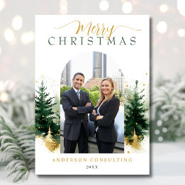 Cartão De Festividades Foto corporativa de Natal feliz moderno