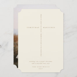 Cartão De Festividades Foto Cruz Elegante Creme com Escrito