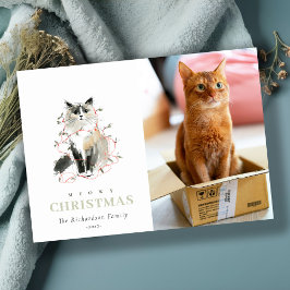 Cartão De Festividades Foto Cura Aquosa Cores de Água Noite Feliz