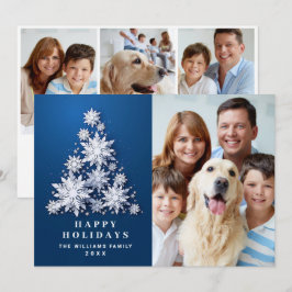 Cartão De Festividades Foto da Árvore de Natal 4 Elegante Snowflakes