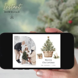 Cartão De Festividades Foto da árvore de Natal boho escandinava nórdica