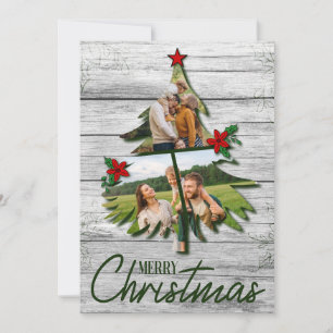 Cartão De Festividades Foto da Árvore de Natal da Madeira Rústica