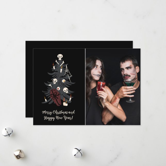 Cartão De Festividades Foto da Árvore de Natal Gótica - Uma (Frente/Verso In Situ)