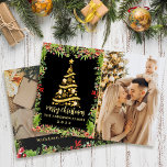 Cartão De Festividades Foto da Árvore de Natal Mágica Dourada Moderna 2 P<br><div class="desc">Cartão de Feriado de Foto da Árvore de Natal Mágica Dourada Moderna Árvore de Natal 2</div>