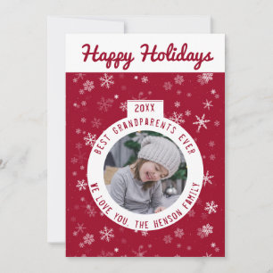 Cartão De Festividades Foto da Bola Red Snowflake dos Melhores Avós