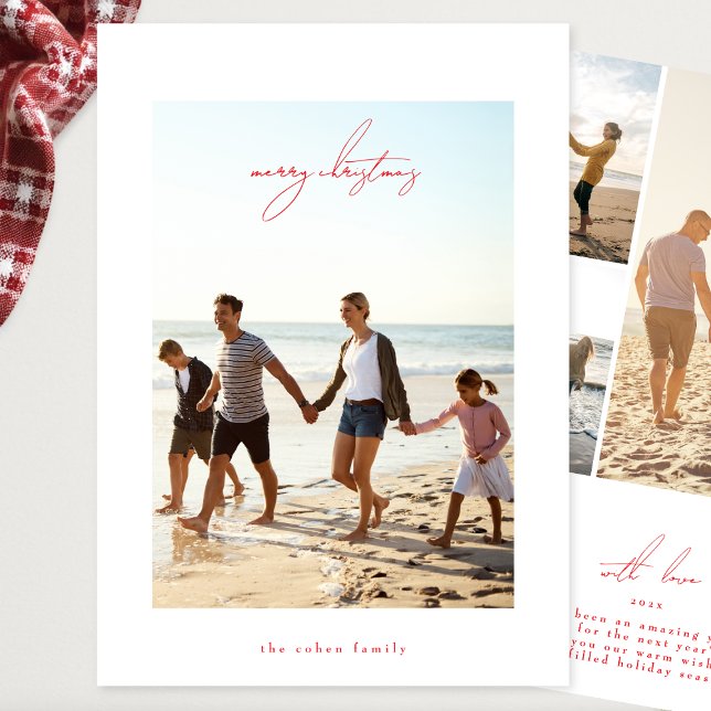 Cartão De Festividades Foto da caligrafia de natal moderna vermelha (Criador carregado)