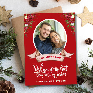 Cartão De Festividades Foto da Caligrafia de Natal Rustic Elegant