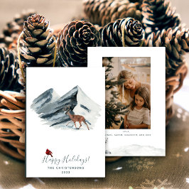 Cartão De Festividades Foto da cena minimalista da montanha de inverno no