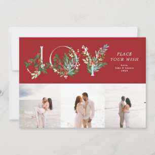 Cartão De Festividades Foto da Colagem de Joia Botânica de Folha Vermelha