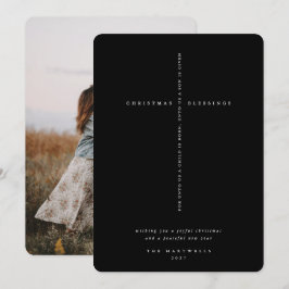 Cartão De Festividades Foto da Cruz da Escritura Preta Elegante