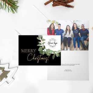 Cartão De Festividades Foto da Equipe Personalizada do Logotipo da Compan