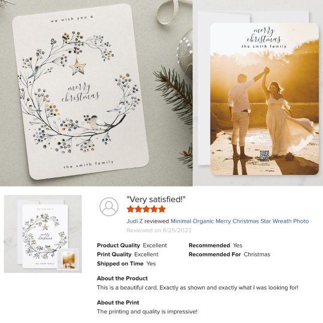 Cartão De Festividades Foto da Estrela de Natal Mínima Orgânica Merry (Criador carregado)