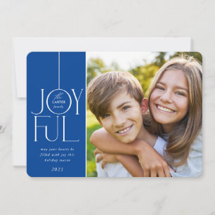 Cartão De Festividades FOTO DA FAMÍLIA 2023 elegante tipo azul JOYFUL mod