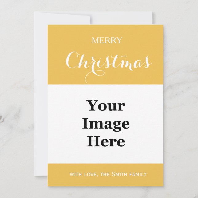 Cartão De Festividades Foto da família amarela feliz Natal (Frente)